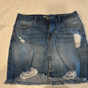 Denim Blue Distressed Skirt